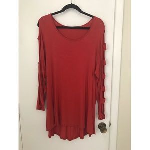Rustic orange tunic top, 2XL, plus size